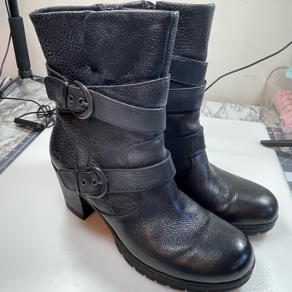Born Josephine Black Moto Boots Sz 9